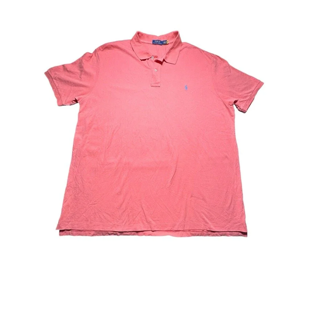 Polo Ralph Lauren Short Sleeve Shirt Size 4XB Orange Pony‎ Preppy Classic #IJ8